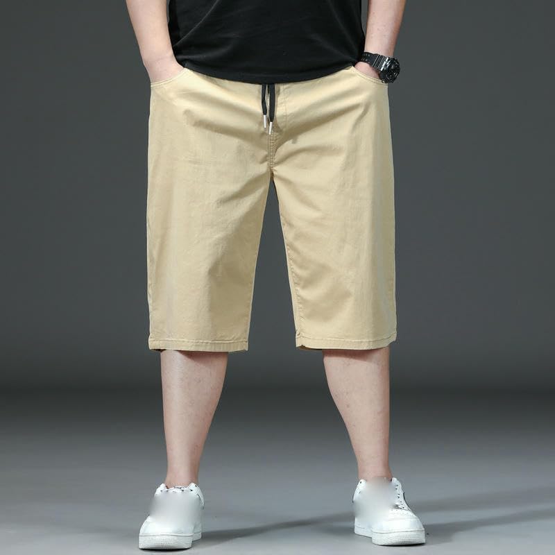 USTZFTBCL Men's Casual Elastic Loose Mid-Length Elastic Waist Shorts