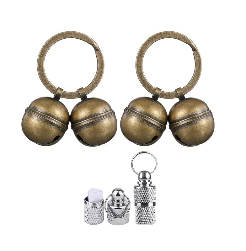 Neko-Baby Pet Cat Dog Collar Bells Loud Brass Bells for Cat Dog Puppy Collar, Save Birds and Wildlife Jingle Bell,Pet Collar Charm 2 Strings in 4 Pieces with ID Tags,Copper