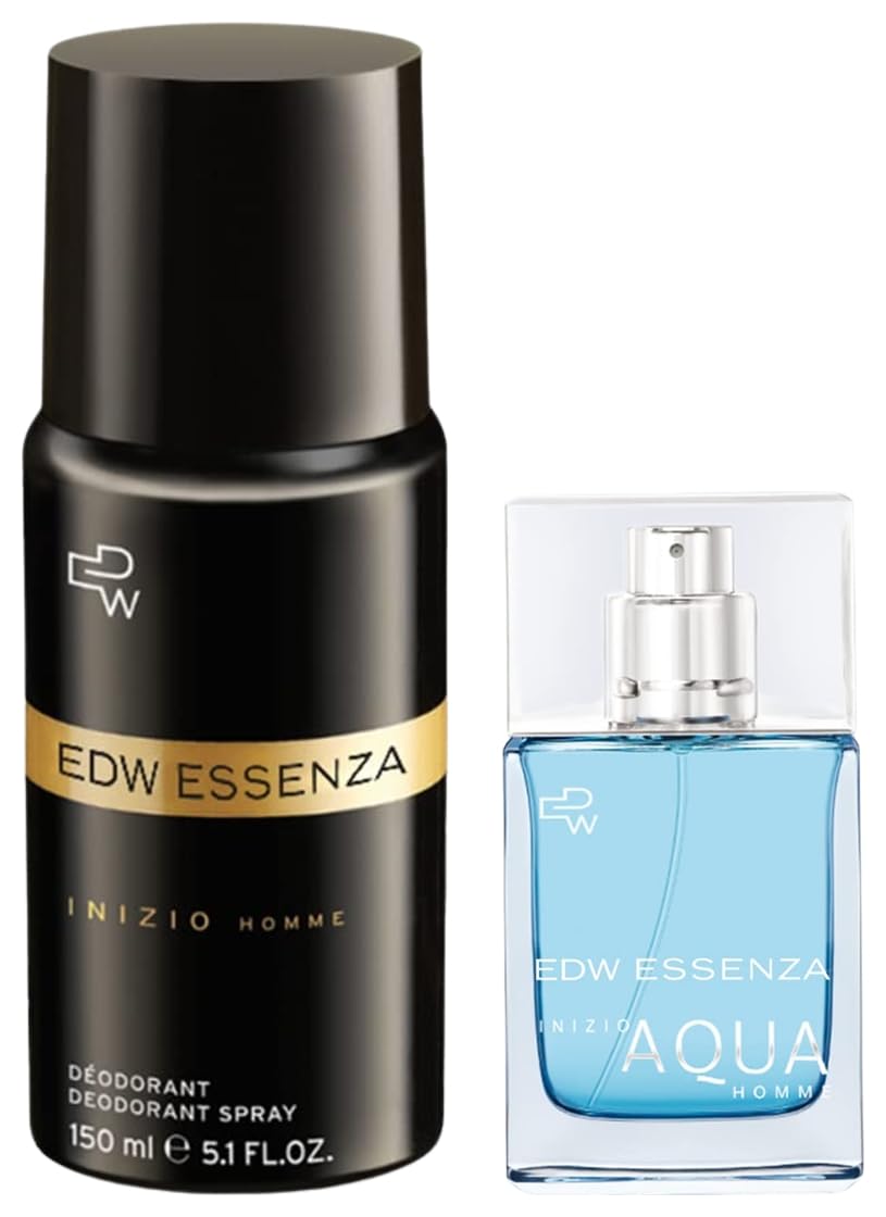 edw essenza inizio aqua luxury homme-eau de toilette pefume, 50ml & edw essenza inizio homme luxury deodorant for men, 150ml deo body spray