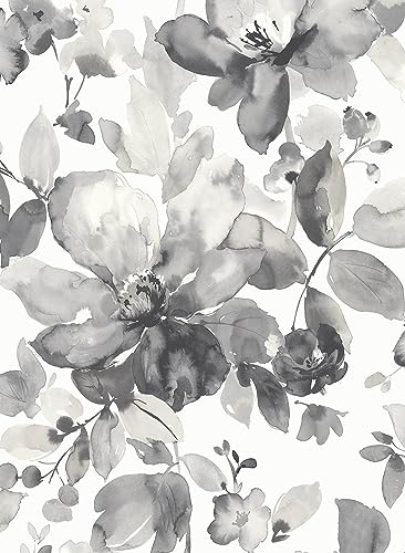NextWall Watercolor Garden Floral Prepasted Wallpaper (Inkwell)