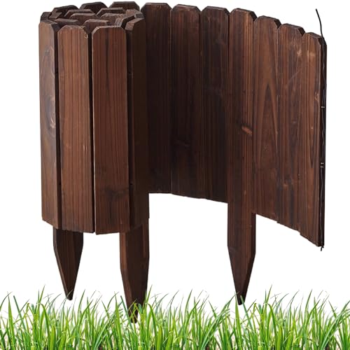 3PACK, 12FT Total Length Wood Garden Edging Border Wooden Garden Fence No Dig Landscape Edging Decorative Flower Bed Border Courtyards Planting Tree Fence Patio Path Edging -11.8
