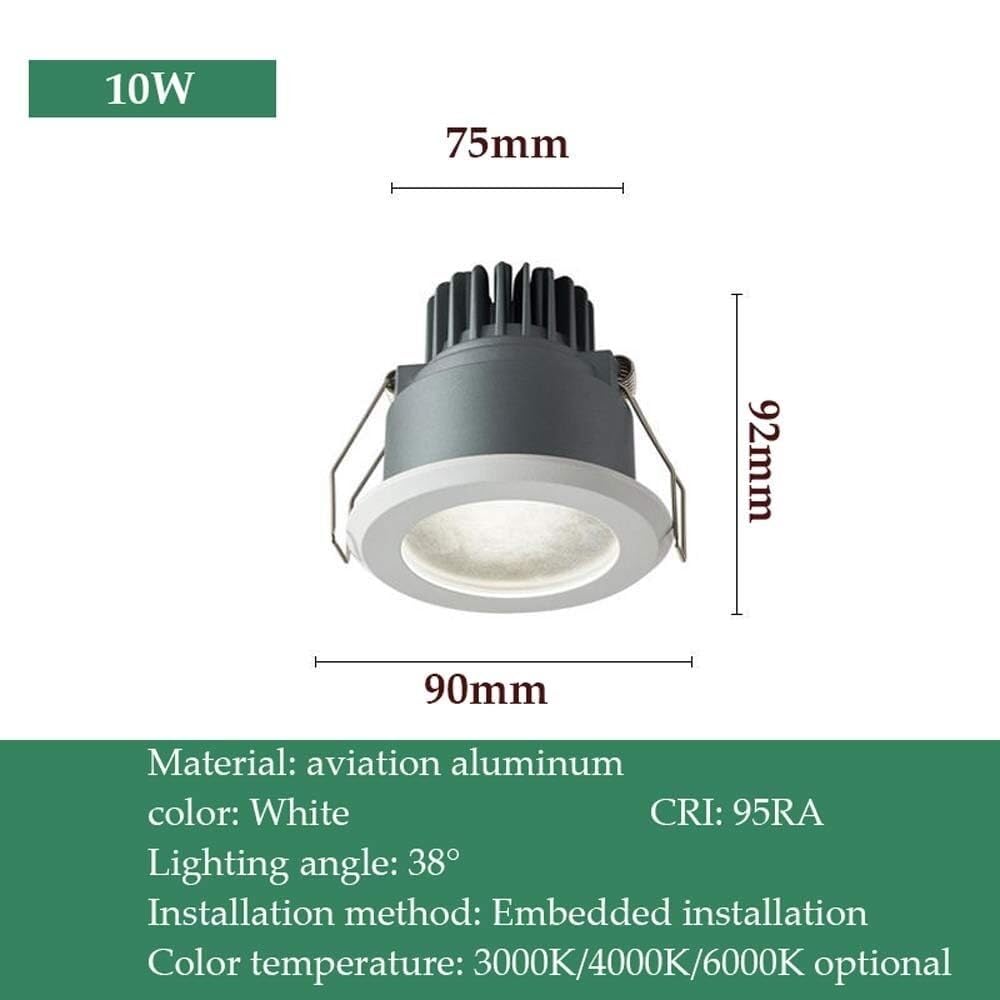 Faretto da Incasso a LED da 7W, 10W, in Alluminio, faretto da Incasso a LED, faretto antiruggine, faretto da Doccia, IP44, Impermeabile, per Ambienti umidi, per Interni (Colore: 7w, Dimensioni: Luce
