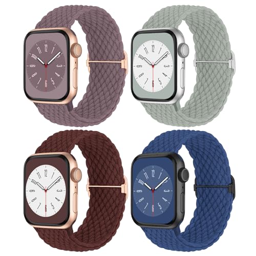 Image of Braided Solo Loop Compatible with Apple Watch Band 38mm 40mm 41mm 42mm 44mm 45mm 46mm 49mm Women Men, Adjustable Stretchy Bands Elastic Sport Strap for iWatch Series 11 10 9 8 7 6 5 4 3 2 SE Ultra 3 2