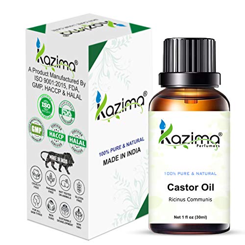 Image of KAZIMA Castor Carrier Oil - 100% Pure & Natural Cold Pressed Carrier Oil for Hair, Skin, Acne Scars, Face & Body Massage, 30 ml