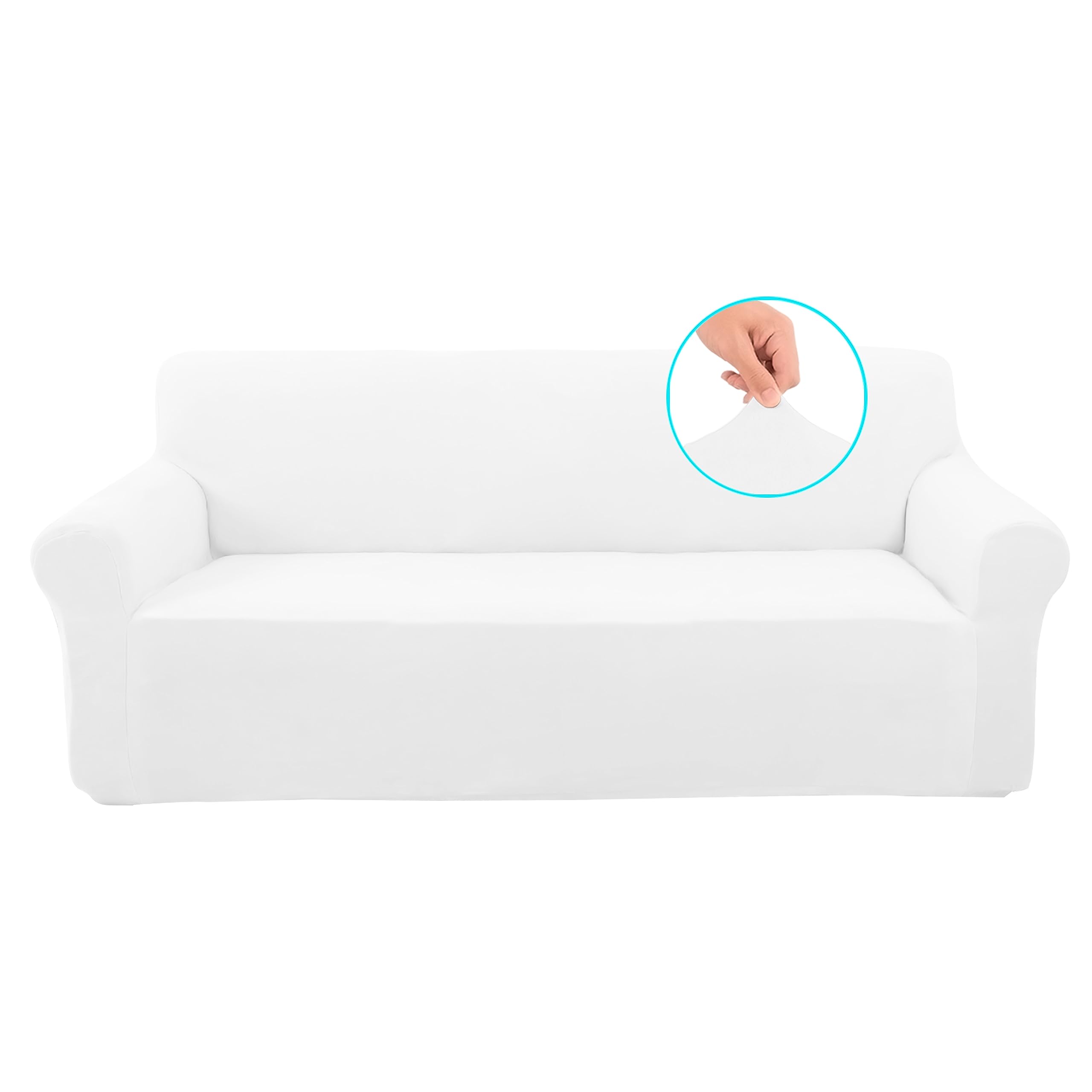 U-NICE HOME Velvet Sofa Covers Couch Cover for 3 Cushion Couch Sofa Stretch Couch Cover Furniture Protector Sofa Slipcovers Couch Cover for Dogs (XL Large, Off White)