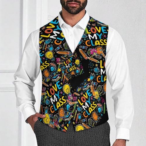Love My Class Novelty Men's Suit Vest Casual Formal Dress Vests Business Waistcoat2