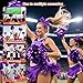 Sadaunbe 4 PCS Cheerleading Pom Poms + 2 PCS Large Hair Bows - Cheer Supplies for Sports Events, Dance Parties, Basketball & Football Teams Spirit Accessories