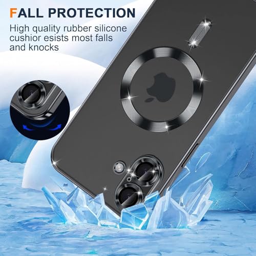Image of VONZEE Compatible with iPhone 17 Case, MagSafe Compatible Transparent Shockproof Back Cover, Anti-Yellow Slim Protective Case with Camera Protection, Clear Magnetic Phone Case, Black