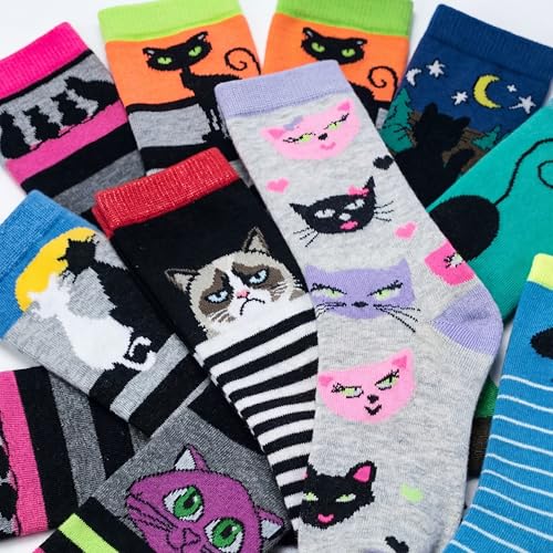 Image of Tipi Toe Women's Fun Patterned Dress Socks, 12-Pack Lightweight Colorful Crew Socks, Casual Novelty Assorted Designs