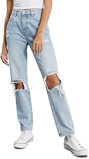 PacSun Women's Eco Light Blue Distressed Mom Jeans