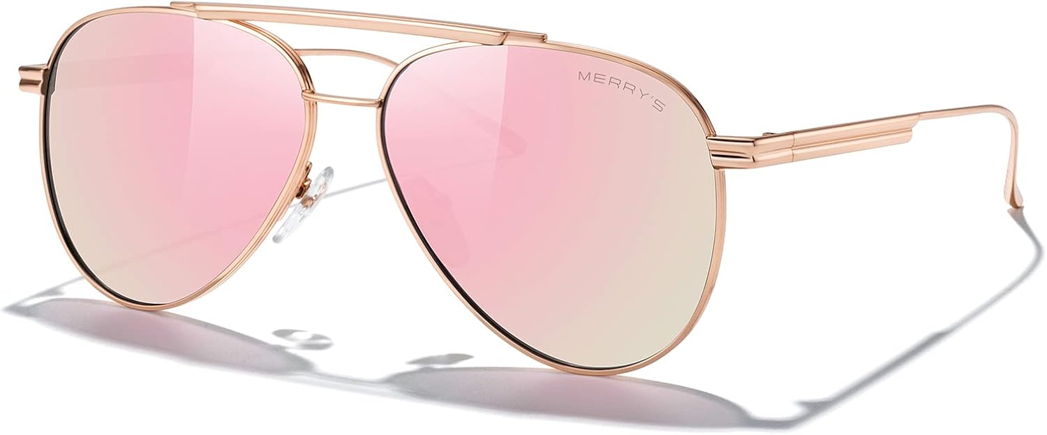 MERRY'S Classic Aviator Polarized Sunglasses for Women Men Retro Driving Shades UV400 Metal Sun Glasses