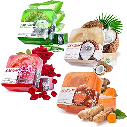 Savon loofah naturel artisanal fait à la main pour le soin hydratant du visage