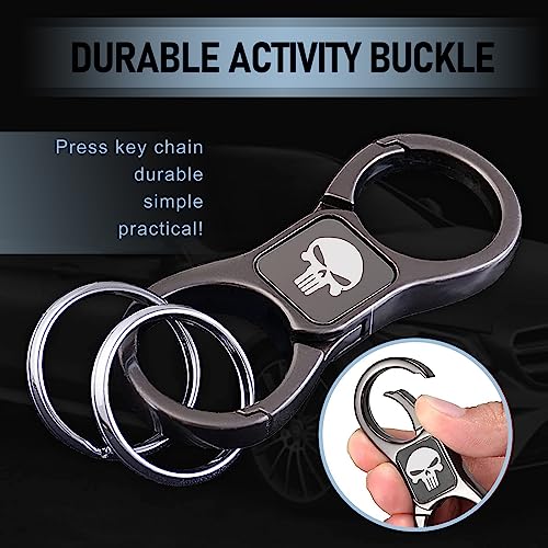 Image of gunhunt 1 Pack Skull Key Chain, Key Chain with 2 Key Rings and Quick Release Zinc Alloy Detachable Key Chain (Black)