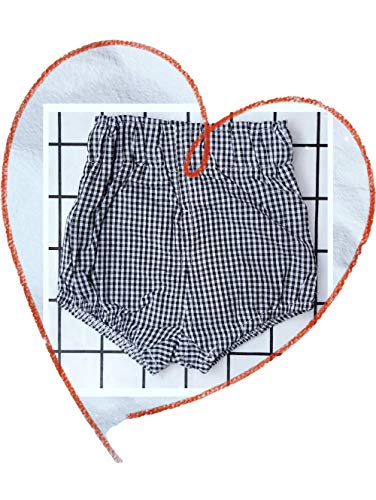 Looly Unisex Baby Girls Boys 3 Pack Cotton Linen Blend Bloomer Shorts (80 (9-12Month), Black, Grid, Stripe) #TOP2