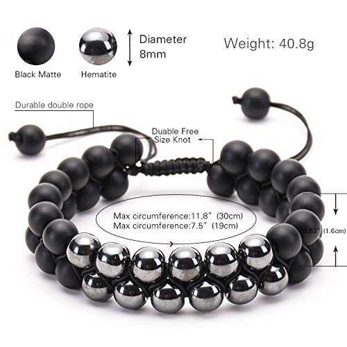 Handmade Triple Protection Bracelet, Amethyst Crystal Bracelets Bead 8mm Natural Stone Black Obsidian Bracelet, Healing Crystal Bracelets for Women Men3