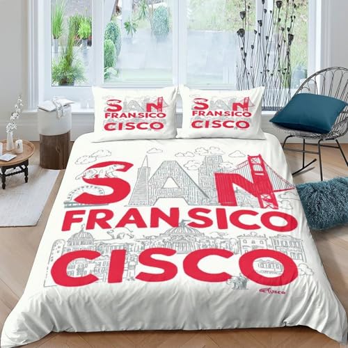 Housse de couette San Francisco confortable et facile à laver pour lit simple 3D