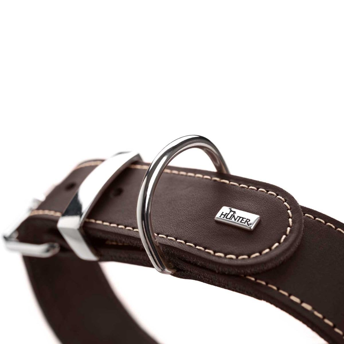 HUNTER Collier pour Chien Aalborg Special, Couleur : Brun foncé, Cuir Fortement graissé, Robuste & résistant, surpiqûres contrastées, idéal pour Le Sport canin, Made in Germany, Taille : 65