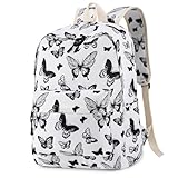 Unineovo Mochila borboleta para meninas, mochila escolar leve para meninas adolescentes, mochilas femininas para laptop, mochilas universitárias, linda mochila para ensino fundamental e médio