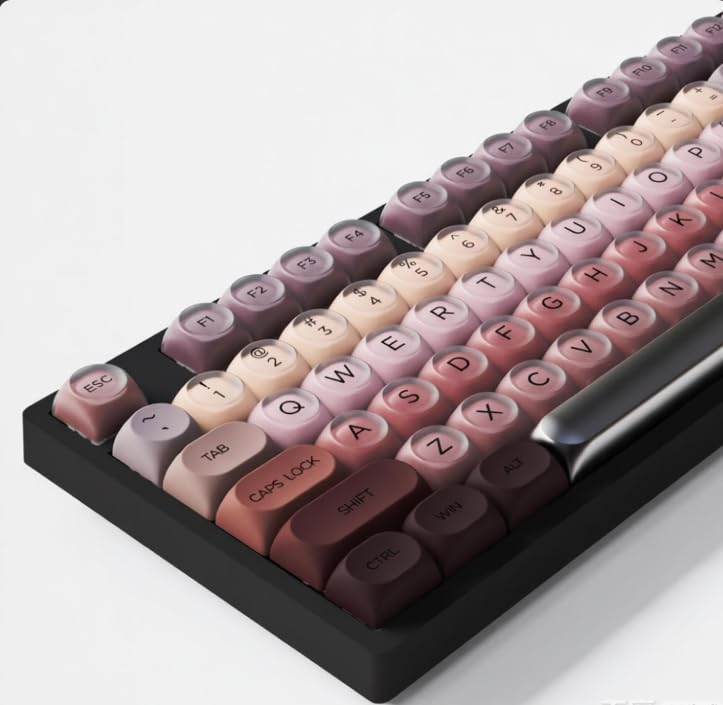 Image of PBT Jelly Keycaps, 132 Keys HOA Profile Keycaps, Red Key caps, Cute Custom Keycap for MX Switches Mechanical Keyboard
