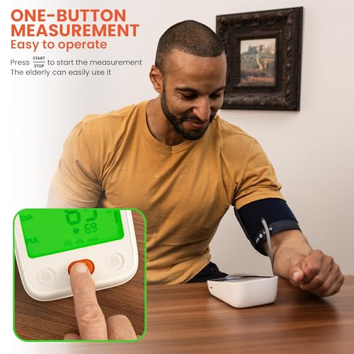 Blood Pressure Machine - Automatic Blood Pressure Monitor for Home Use - Large 4 Color LCD Screen and Adjustable Large Cuff for Reliable Readings - Irregular Heartbeat and Hypertension Detection