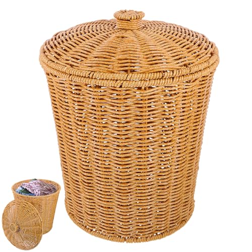 PRETYZOOM Panier À Linge Portable Avec Couvercle 11.42X9.25X7.87 Pouces Panier De Rangement Pour Vêtements Salon Chambre Salle De Bain