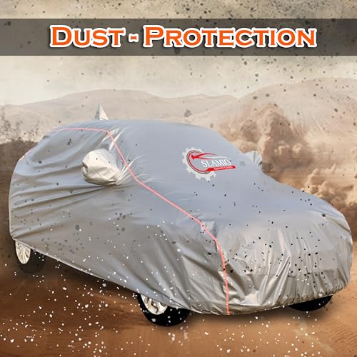 Image of Heavy-Duty Car Body Cover for Toyota Glanza (2019-2021) | Waterproof, Dustproof, UV Protection, Custom Fit, Heavy Belt & Buckle with Mirror & Antenna Pocket | Dark Grey