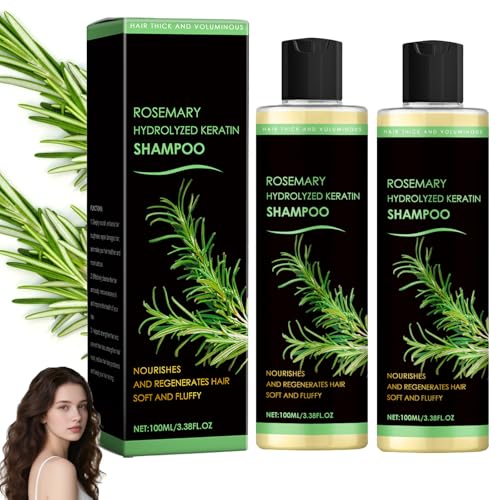 2pcs Rosemary Hydrolyzed Keratin Shampoo, Rosmarin Shampoo, Rosmarinblatt-Öl Shampoos, Rosmarin-Haarwuchs-Shampoos Gegen Dünner Werdendes Haar und Haarausfall, Männer Frauen, Cleansing Conditioner