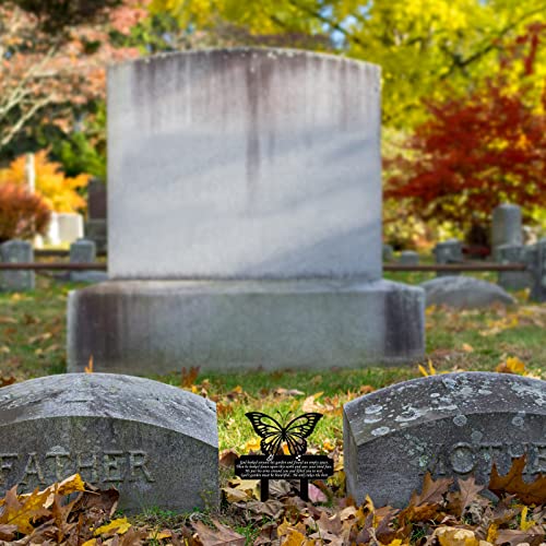Butterfly Memorial Stakes Grave Decorations For Dad Cemetery Memorial Plaque For Outdoors Metal Butterfly Sympathy Garden Stake Waterproof Cemetery Decoration, 13.19 X 11.81 Inches (Classic Style) #TOP4
