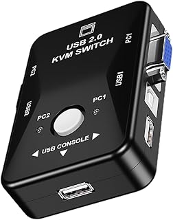 Lurrose 2 Two in One Out Kvm Switcher Manual Vga Switcher Keyboard Switch USB Switch USB Switcher Switch USB Video Converter Push Button Kvm Switch Black Earth Tones Button