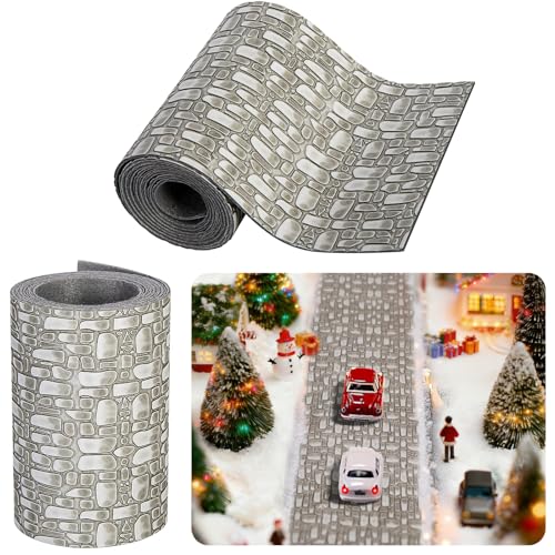 Pavimento Della Casa Delle Bambole Pavimentazione, 100 x 9 cm Villaggio Natale Strada di Mattoni, 1:12 Accessori per Casa Delle Bambole Decorazione, Accessori per Villaggio di Natale