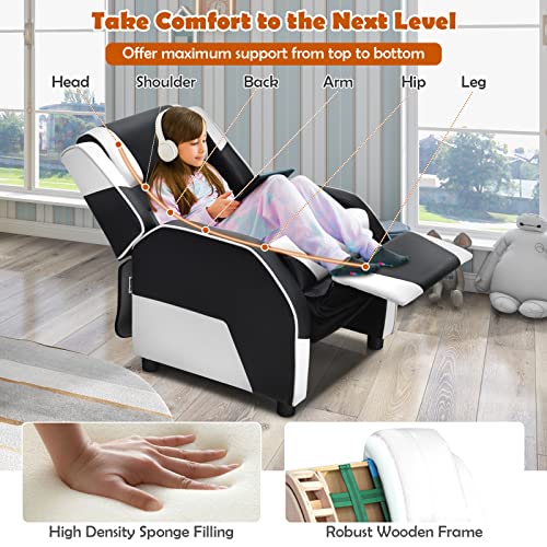 image for COSTWAY Kids Recliner Sofa, Toddler Leather Recliner with Adjustable F