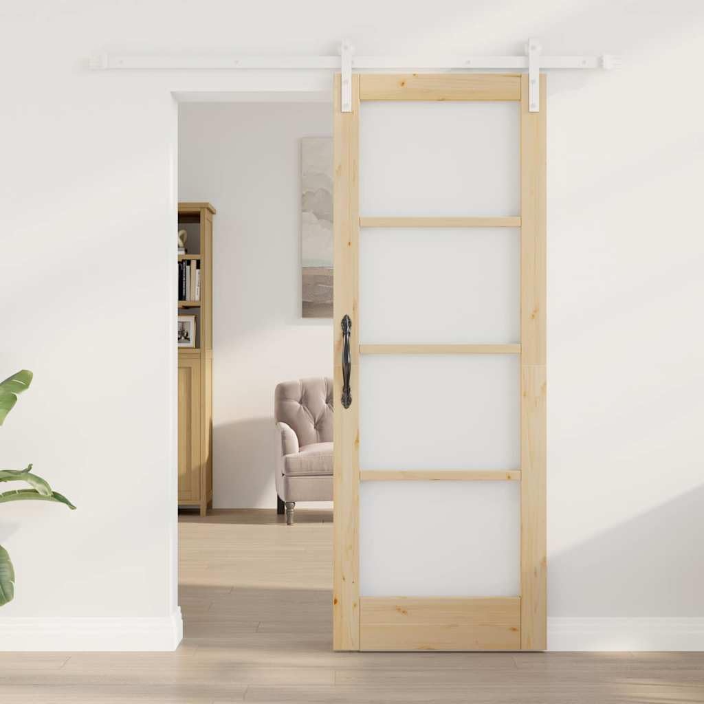 Drzwi przesuwne ORKDAL 73,5 x 198,5 cm z litego drewna sosnowego i szkła