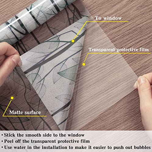 Dktie Window Film Privacy, Decorative Stained Glass Window Clings For Home, Static Cling Window Sticker For Front Door, Bathroom, Glass Door, 17.5 X 78.7 Inches, Green #TOP4