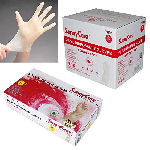 SunnyCare 1000/1case Vinyl Disposable Gloves Powder Free (Latex Nitrile Free) X-Large #7804