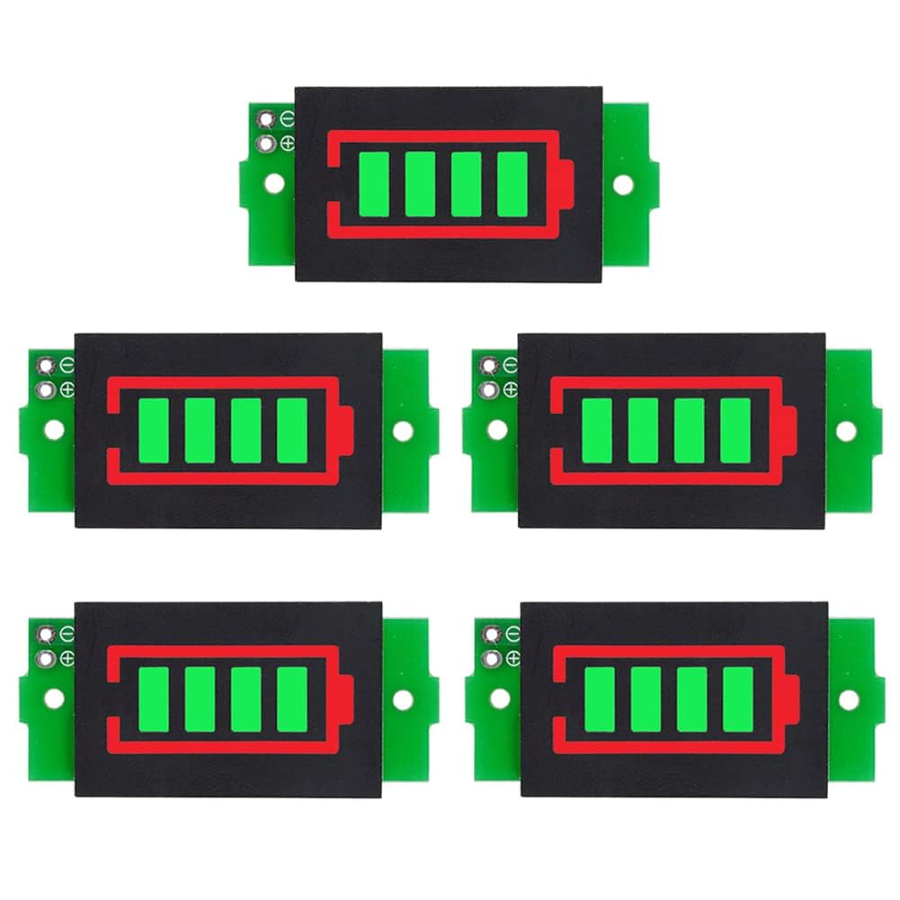 Electrobot 1S 18650 LiPo Battery Capacity Indicator Module with LED Display | Red Border & Blue/Green Segments | Level Meter for 3.7V Cells – Pack of 5-image-21