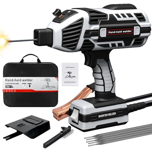 Welding Machine Handheld 110V 120Amp Portable ARC Welder Gun Hand Held Welder Machine with IGBT Inverter 5 Variable Current Adjustment for 1/16''-1/8'' Welding Rods