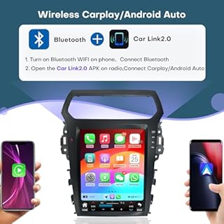 Car Radio for Ford Explorer 2011-2019 Stereo Upgrade 12.1 inch Touch Screen Tesla Style Head Unit Replacement with Wireless Carplay & Android Auto GPS Navigation DSP Bluetooth 4G WiFi FM/AM SWC