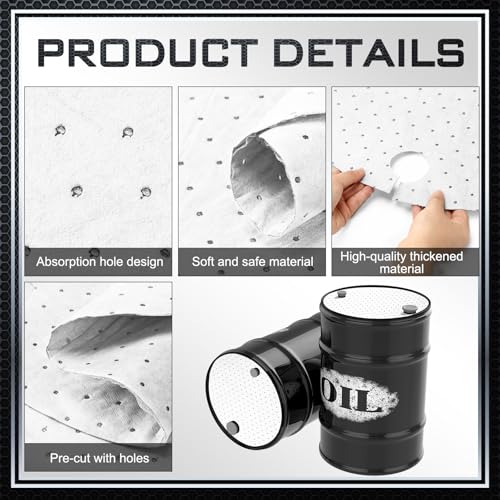 Image of Frienda 25 Pcs Drum Top Oil Absorbent Pads for 55 Gallon Drums Barrel Absorbent Pads Mat 22 inch Diameter Lid Oil Mat with Bungs 0.75 inch and 2 inch Diameter(White)