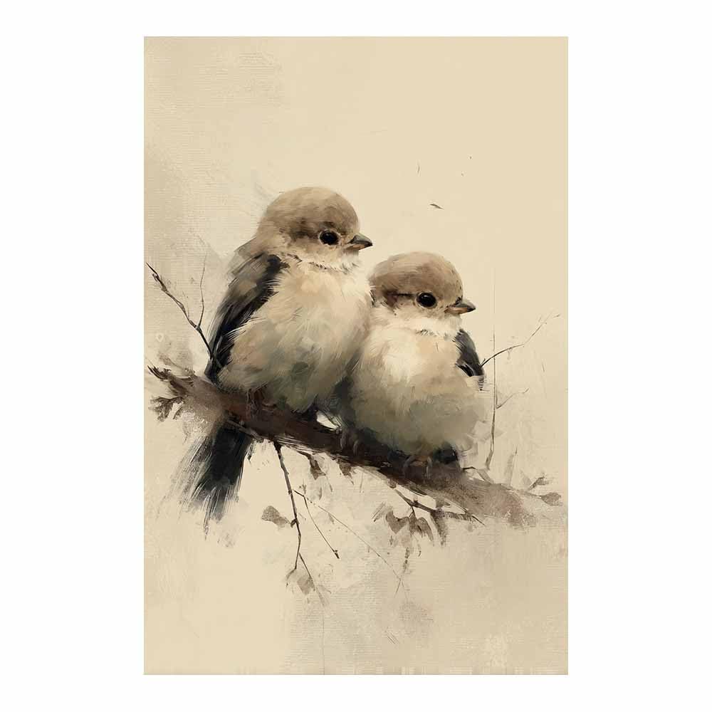ZAMAEIU Dog Pictures For Wall Birds clinging to branches art prints and posters, Suitable for Living Room Bedroom Decor Kid's Room Wall Decoration(grey)-80x120cm Unframed