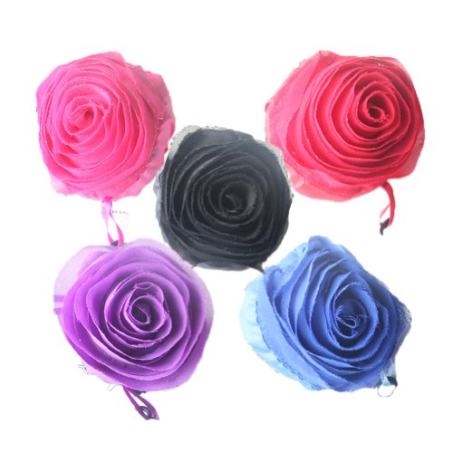 5pcs Reusable Rose Shopping Tote Bag By Catalina Folding Up Reusable Compact Eco Periodic Duty Recycling Use Shopping Bag