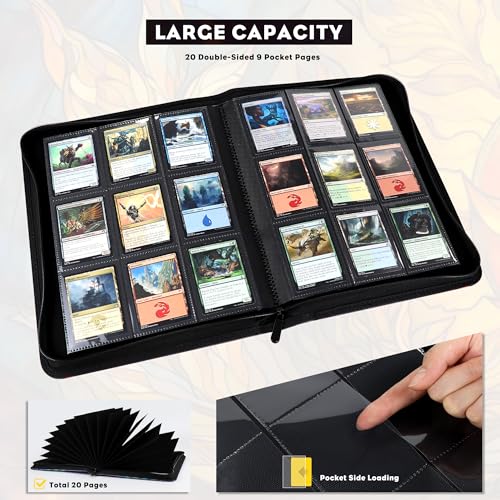 Image of Katomula 360 Pockets Card Binder, MTG Card Binder, Double Sided Card Collection Album Folder with 20 Pages, Side-Loading Card Holder for MTG, TCG, Trading Card, Sports Cards-Plains