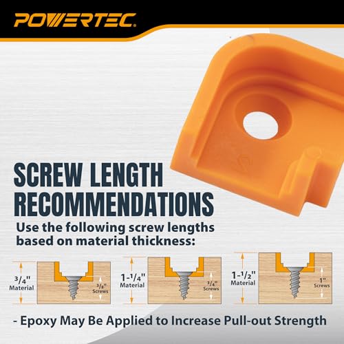 Image of POWERTEC T-Track 90 Corner Connectors, Drop-in Fittings for 3 /4 inch x 3 /8 inch Grooves, Compatible with 1 /4 inch & 5 /16 inch T-Bolts, Modular T-Track System for Jigs, Router Tables, and More, 8PK (72353)
