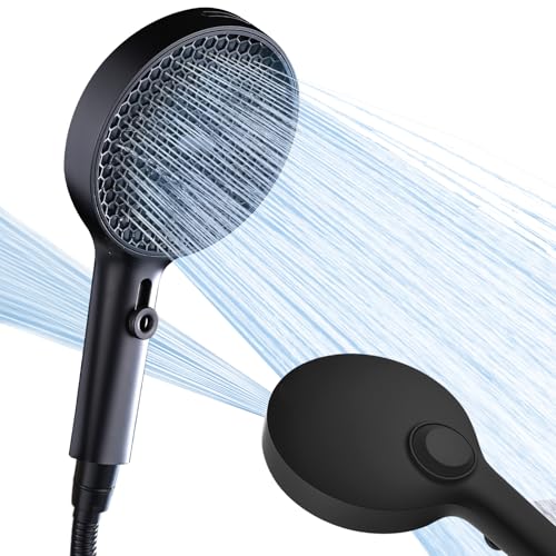 BECMai Duschkopf Groß Hochdruck XXL Regenduschkopf mit 3+1 Strahlarten 130mm Gross Handbrause Duschkopf Wassersparende Brausekopf Dusche Schwarz Shower Head mit Silikondüsen Abnehmbare Paneele