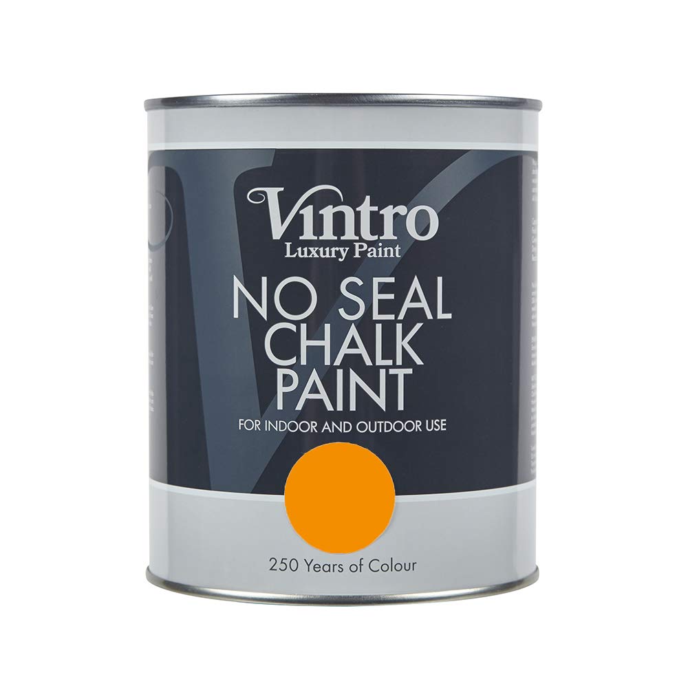 Vintro Paint Deep Saffron Vintro | No Seal Chalk Paint | Interior & Exterior Use | Furniture | Walls | Wood | Metal | 1 Litre (Deep Saffron)