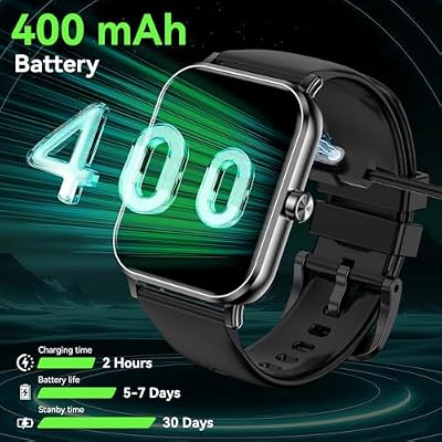 Smart Watch for Men - 1.85HD 2026 Upgraded Fitness Tracker Bluetooth Call and text Smartwatch with 7 Day Battery 5 ATM Waterproof Heart Rate Sleep Monitor 130+ Sport Modes for Android & iOS (Black)