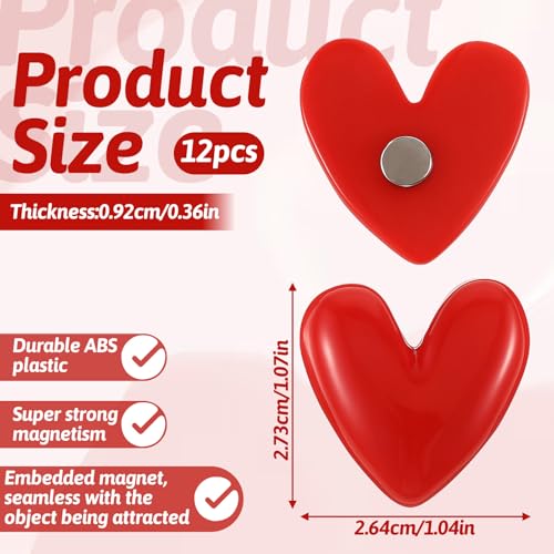 12 Imánes para Refrigerador en Corazón Rojo miniatura 3