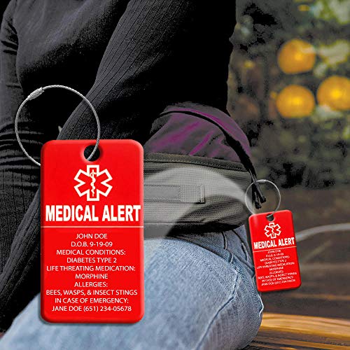 Customized Medical Luggage Tag – Engraved ID Alert for Medical Patients, Travel Bags, Suitcases & Equipment – Durable, Waterproof & Easy Identification – Personalized Emergency Identifier (4 Pack)