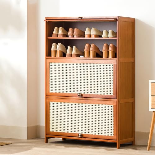 Generico Mobiletto Porta Scarpe, armadietto per corridoio, scaffale per Scarpe, Copri cassetti, Panca Pieghevole per Ingresso, mobiletto Porta Scarpe in bambù per corridoio - Scarpiera Elegante con a