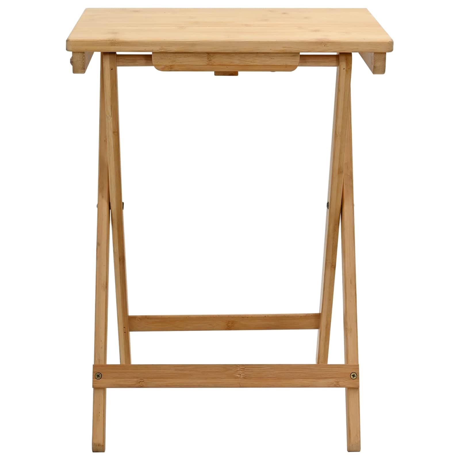Stół kuchenny z naturalnego bambusa, 40 x 30 x 53,5 cm, składany, z nogami w kształcie litery X, do jadalni, salonu, na taras, balkon, zajmuje mało miejsca do jadalni ze schowkiem i stabilną