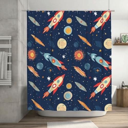 Rideau de douche épais et imperméable au design espace premium - 2